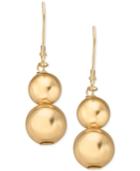 Polished Double Ball Drop Earrings In 14k Gold