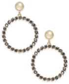 Inc International Concepts Gold-tone Glass Stone Gypsy Hoop Earrings, Created For Macy's