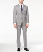 Perry Ellis Men's Slim-fit Stretch Gray Mini-windowpane Suit