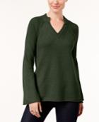 Style & Co Split-neck Bell-sleeve Sweater, Created For Macy's