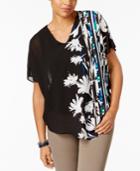 Jm Collection Printed Asymmetrical Top, Only At Macy's