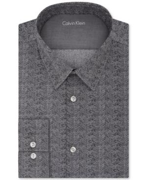 Calvin Klein X Men's Extra-slim Fit Black Print Dress Shirt