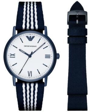 Emporio Armani Men's Kappa Interchangeable Blue/white & Blue Nylon Strap Watch 41mm