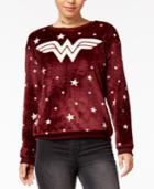 Hybrid Juniors' Wonder Woman Star-print Plush Sweatshirt