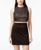 Emerald Sundae Juniors' Glitter Lace Faux Two-piece Dress