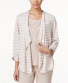 Alfred Dunner Petite Acadia Striped Layered-look Necklace Top