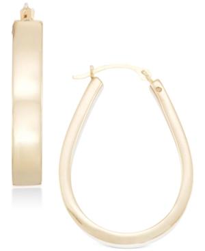 Signature Gold Polished Pear-shape Hoop Earrings In 14k Gold Or Rose Gold Over Resin, Created For Macy's