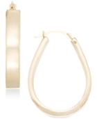 Signature Gold Polished Pear-shape Hoop Earrings In 14k Gold Or Rose Gold Over Resin, Created For Macy's