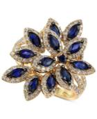 Velvet Bleu By Effy Sapphire (1-3/8 Ct. T.w.) And Diamond (5/8 Ct. T.w.) Petal Ring In 14k Gold