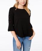 Bcx Juniors' Lace-up-sleeve Top