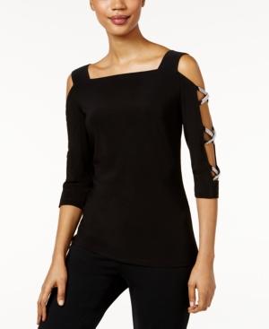 Msk Cold-shoulder Lace-up Top