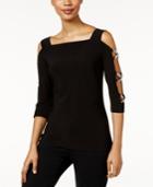 Msk Cold-shoulder Lace-up Top