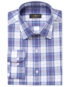Club Room Men's Classic/regular Fit Wrinkle Resistant Plaid Dress Shirt, Created For Macy's