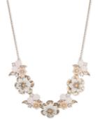 Marchesa Gold-tone Crystal Flower Statement Necklace, 16 + 3 Extender