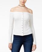 Guess Charlene Ribbed Off-the-shoulder Top