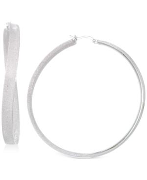 Sis By Simone I Smith Satin-finished Hoop Earrings In Platinum Over Sterling Silver