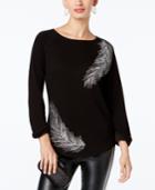 Inc International Concepts Embroidered Feather Sweatshirt, Created For Macy's