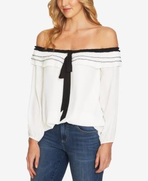Cece Off-the-shoulder Tie-neck Top