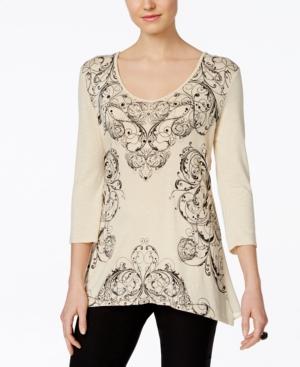 Miraclesuit Printed Three-quarter-sleeve Top