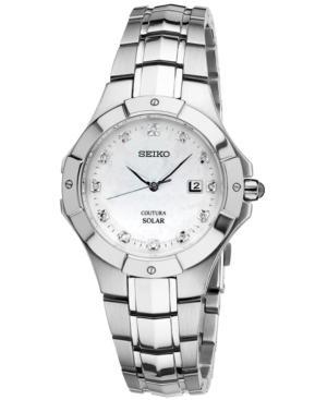 Seiko Women's Coutura Solar Diamond Accent Stainless Steel Bracelet Watch 29mm Sut125