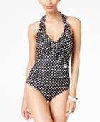 Swim Solutions Neutral Spot Ruffled Tummy-control One-piece Swimsuit Women's Swimsuit