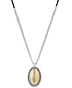 Lucky Brand Two-tone Crystal & Leather Cord 32 Pendant Necklace