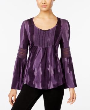 Style & Co. Lantern-sleeve Crochet-trim Top, Only At Macy's