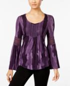 Style & Co. Lantern-sleeve Crochet-trim Top, Only At Macy's