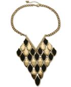Guess Gold-tone Pave & Black Glitter Statement Necklace