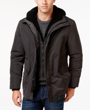 Calvin Klein Men's Hooded Coat With Faux Sherpa Lining