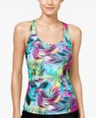 Go By Gossip Island Palm Printed Racerback Tankini Top Women's Swimsuit