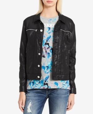 Calvin Klein Jeans Coated Zip-pocket Denim Jacket