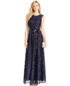 Tahari Asl Floral Applique A-line Gown