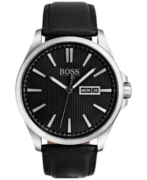 Boss Hugo Boss Men's The James Black Leather Strap Watch 42mm 1513464