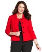 Tahari Asl Plus Size Three-button Three-quarter-sleeve Jacket