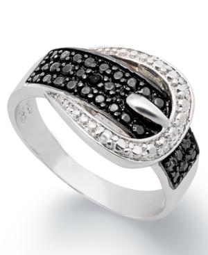 Victoria Townsend Black Diamond (1/4 Ct. T.w.) And Diamond Accent Buckle Ring In Sterling Silver