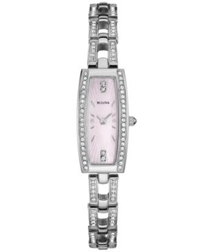 Bulova Women's Crystal Accent Stainless Steel Bracelet Watch 29x13mm 96l208