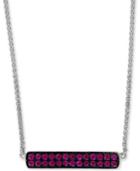 Effy Ruby Cluster Horizontal Bar 18 Pendant Necklace (5/8 Ct. T.w.) In Sterling Silver