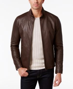 Cole Haan Men's Full-zip Leather Bomber Jacket