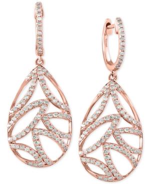 Pave Rose By Effy Diamond Leaf Drop Earrings (3/4 Ct. T.w.) In 14k Rose Gold