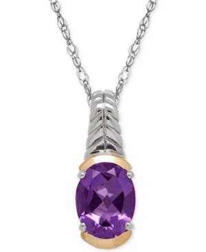 Amethyst (1-5/8 Ct. T.w.) Oval Pendant Necklace In 14k Gold And Sterling Silver