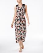 Monteau Petite Lace-trim Floral-print Maxi Dress