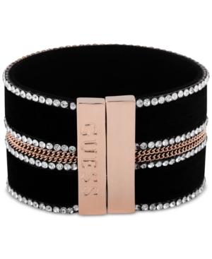 Guess Crystal & Link Chain Velvet Wrap Bracelet