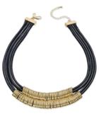 Inc International Concepts Gold-tone Black Braided Nylon Cord Double Row Necklace, Only At Macy's