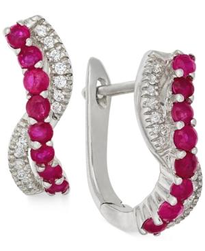 Ruby (3/5 Ct. T.w.) And Diamond (1/8 Ct. T.w.) Earrings In 14k White Gold