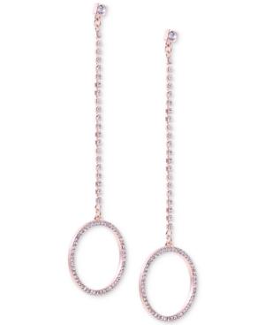 Guess Rose Gold-tone Crystal Circle Drop Earrings