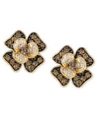 Le Vian White And Chocolate Diamond Flower Stud Earrings (1/2 Ct. T.w.) In 14k Gold