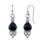 2028 Silver-tone Black And Crystal Accent Petite Drop Earrings
