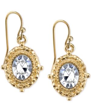 2028 Gold-tone Crystal Oval Drop Earrings
