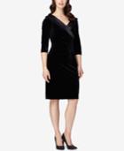 Tahari Asl Surplice Portrait-collar Velvet Sheath Dress